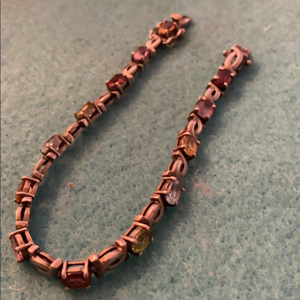 Sterling Silver Multiple Colours Stone Bracelet - image 3